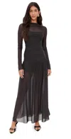 Bec & Bridge Blaine Long-sleeve Sheer Drop-waist Maxi Dress In Black