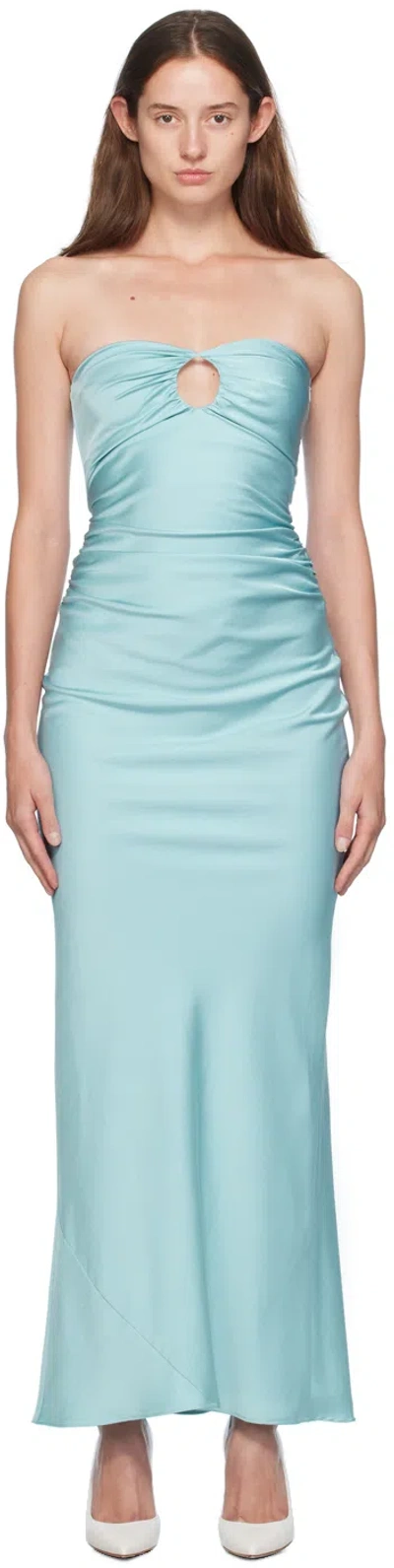 Bec & Bridge Blue Emilia Strapless Maxi Dress In Duck Egg