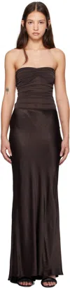 Bec & Bridge Brown Dua Strapless Maxi Dress In Dark Chocolate