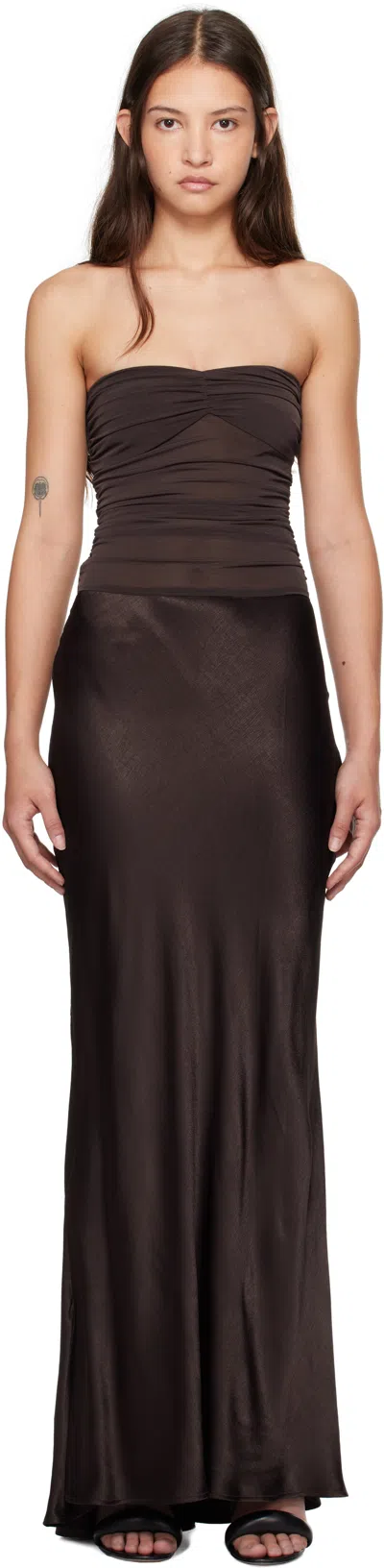 Bec & Bridge Brown Dua Strapless Maxi Dress In Dark Chocolate