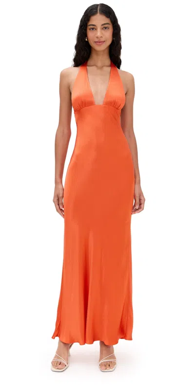 Bec & Bridge Carmela Halter Dress Fire Red In Orange