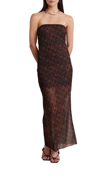Bec & Bridge Checkmate Dress In Print In Burgundy