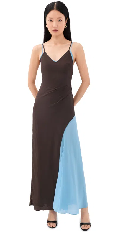 Bec & Bridge Clio Layered Maxi Dress Bitter Choc/azure Blue