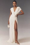 Bec & Bridge Draped V-neck Gown In White