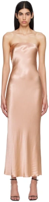 Bec & Bridge Gold Moon Dance Strapless Midi Dress In Rose Gold