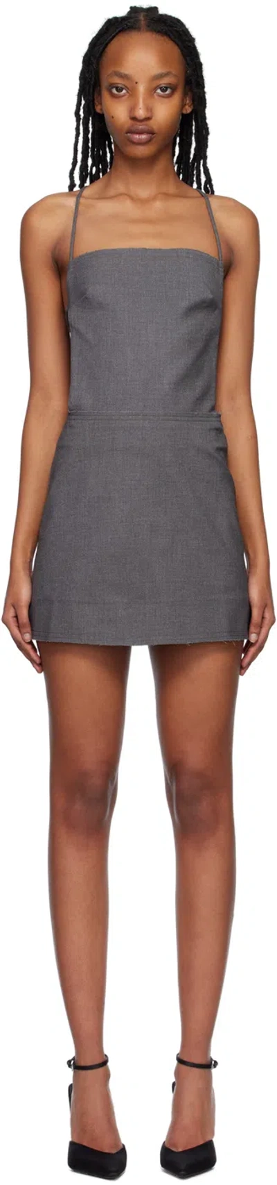 Bec & Bridge Gray Heidi Apron Minidress In Charcoal
