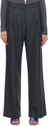 Bec & Bridge Jamie Wide-leg Mid-rise Wool-blend Trousers In Charcoal