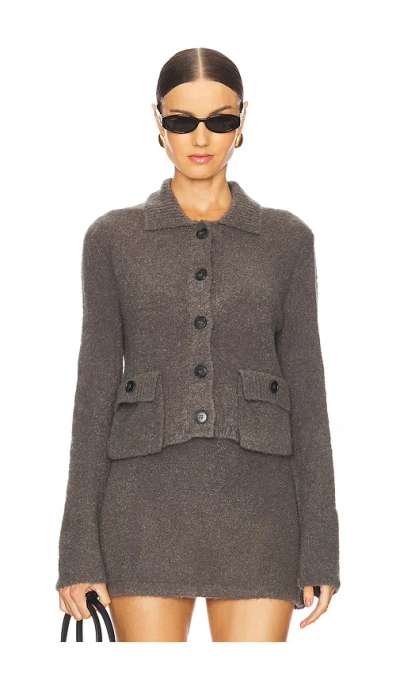 Bec & Bridge Josie Crop Cardigan In Charcoal