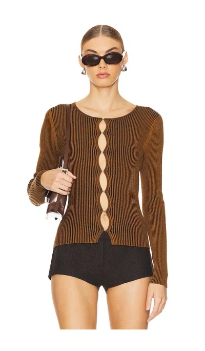 Bec & Bridge Laila Long Sleeve Knit Cardigan In 铁锈色