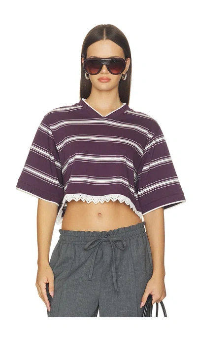 Bec & Bridge Luisa Cropped Jersey In Plum & Cream
