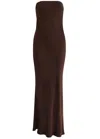 Bec & Bridge Moon Dance Strapless Satin Maxi Dress In Dark Brown