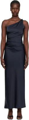 Bec & Bridge Navy Lunetta Asym Maxi Dress In Ink