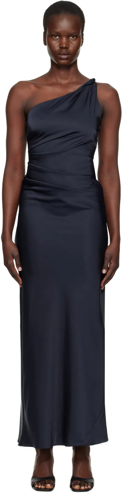 Bec & Bridge Navy Lunetta Asym Maxi Dress In Ink