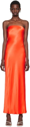 Bec & Bridge Orange Moon Dance Strapless Maxi Dress In Fire Red