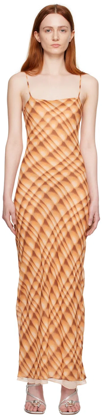 Bec & Bridge Orange Soliel Maxi Dress In Golden Hour Check