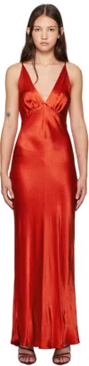Bec & Bridge Red Moon Dance V Maxi Dress In Crimson