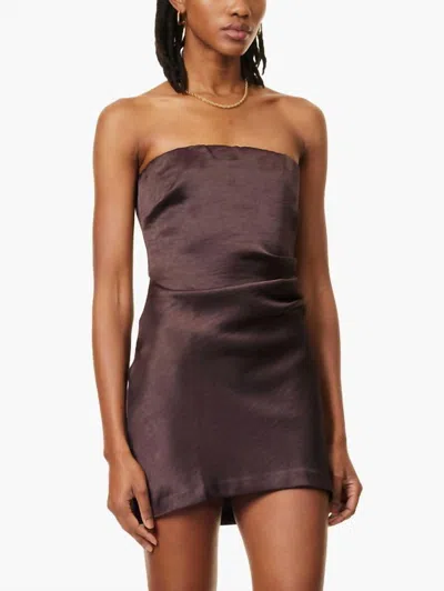 Bec & Bridge Symone Strapless Mini Dress In Dark Chocolate In Purple