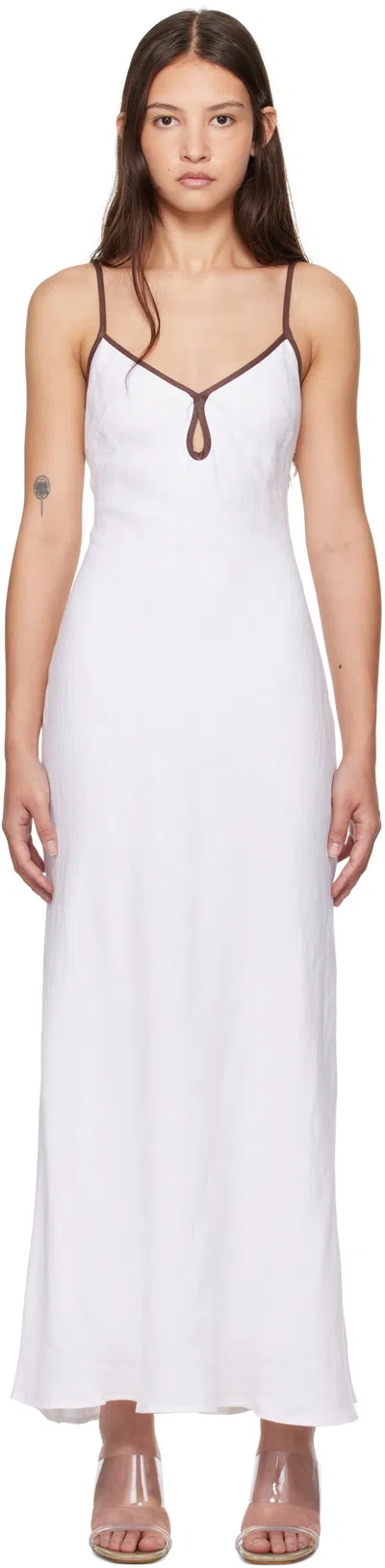 Bec & Bridge White Ottilie Keyhole Maxi Dress In White/chocolate