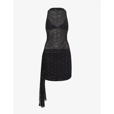 Bec & Bridge Womens Black Chocolate Karla Polka-dot Stretch-mesh Mini Dress