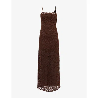 Bec & Bridge Womens Choc Pamela Floral Stretch-woven Maxi Dress In Brown
