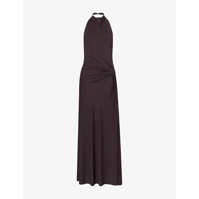 Bec & Bridge Womens Dark Chocolate Court Halterneck Stretch-jersey Maxi Dress In Brown
