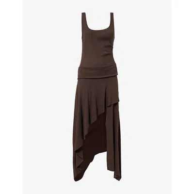 Bec & Bridge Womens Dark Chocolate Emerson Tank Stretch-cotton Midi Dress In Brown