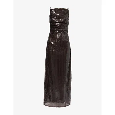 Bec & Bridge Womens Dark Chocolate Romilly Sequin Woven Maxi Dress In Brown