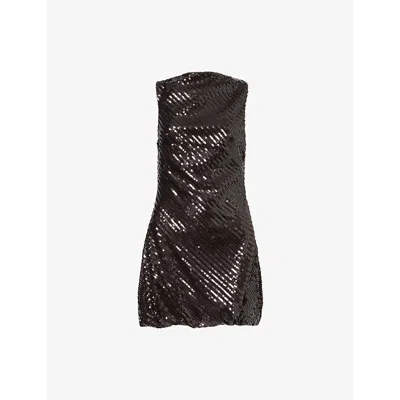 Bec & Bridge Womens Dark Chocolate Romilly Sequin Woven Mini Dress In Brown