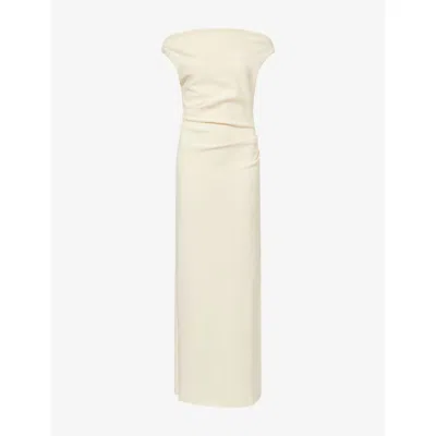 Bec & Bridge Womens Lemon Sorbet Leora Asymmetric Bonded-crepe Maxi Dress In Neutral
