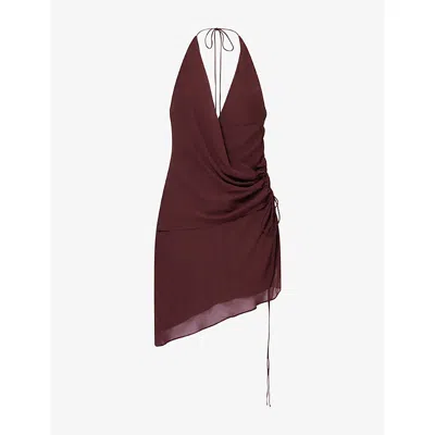 Bec & Bridge Womens Raisin Amanda Halter-neck Woven Mini Dress In Purple