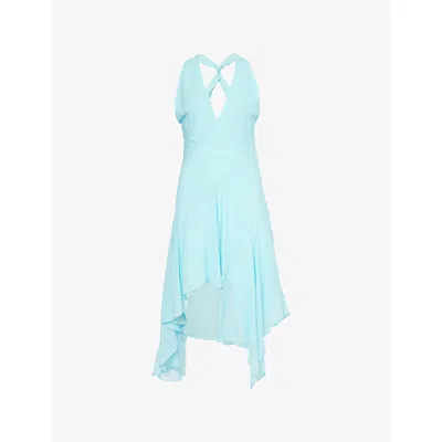 Bec & Bridge Womens Turquoise Danka Twist-back Woven Midi Dress In Blue
