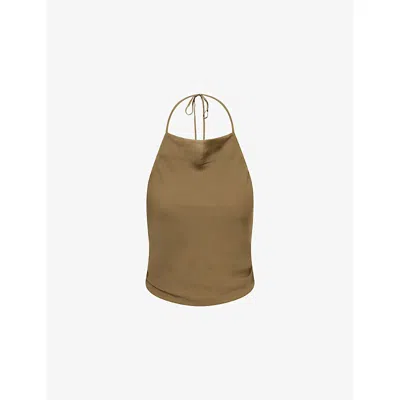 Bec & Bridge Womens Twig Samantha Halterneck Georgette Top In Brown