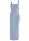 Bec & Bridge Karina Tuck Ruched Midi Dress In Light Blue