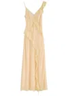 Bec & Bridge Knox Lace-trimmed Silk-chiffon Maxi Dress In Yellow