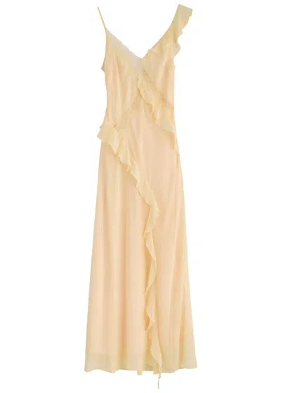 Bec & Bridge Knox Lace-trimmed Silk-chiffon Maxi Dress In Yellow