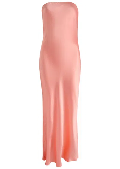 Bec & Bridge Moon Dance Strapless Satin Maxi Dress In Coral