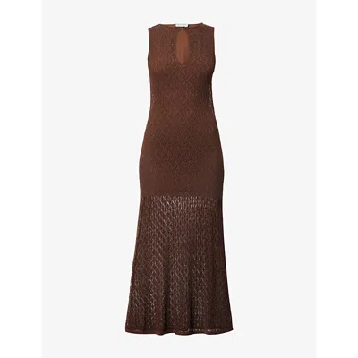 Bec & Bridge Aurora Cut-out Knitted Maxi Dress In Choc