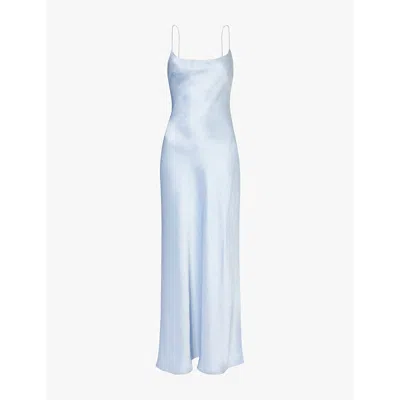 Bec & Bridge Alegra Criss-cross-shoulder-straps Woven Maxi Dress In Dusty Blue