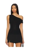 Bec & Bridge Elanah Knit Asymmetrical Top In Black