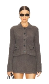 Bec & Bridge Josie Crop Cardigan In Charcoal