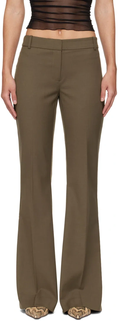 Bec & Bridge Khaki Teri Bootleg Trousers In Olive