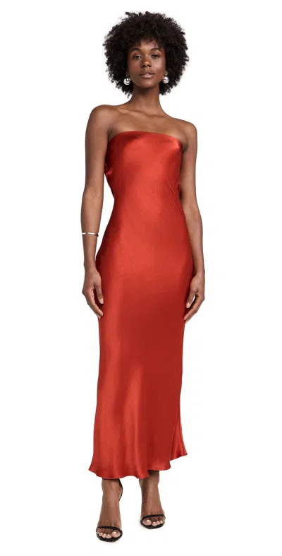 Bec & Bridge Red Moon Dance Strapless Maxi Dress In Crimson