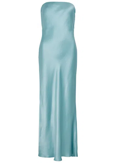 Bec & Bridge Moon Dance Strapless Satin Maxi Dress In Teal