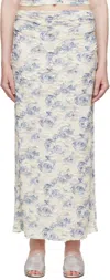 Bec & Bridge Off-white & Blue Riva Maxi Skirt In Porcelain Rose