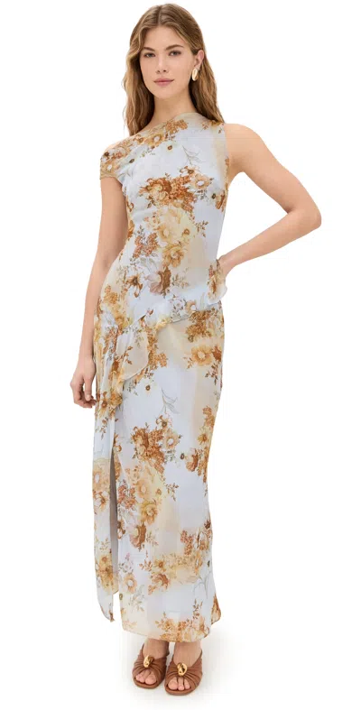 Bec & Bridge Rahni Asym Dress Antique Denim Floral