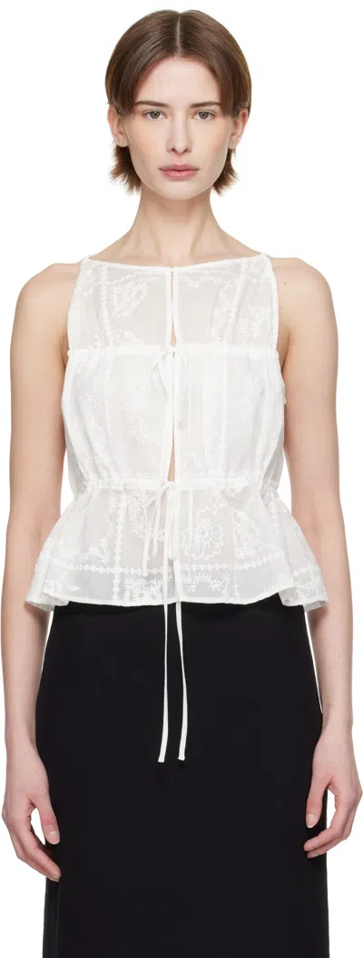 Bec & Bridge White Zalea Gathered Tank Top