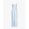 Bec & Bridge Alegra Criss-cross-shoulder-straps Woven Maxi Dress In Dusty Blue