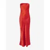 Bec & Bridge Red Moon Dance Strapless Maxi Dress In Crimson
