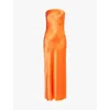 Bec & Bridge Orange Moon Dance Strapless Maxi Dress In Fire Red