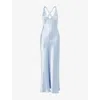 Shop Bec & Bridge Womens Dusty Blue The Dreamer V-neck Satin Maxi Dress